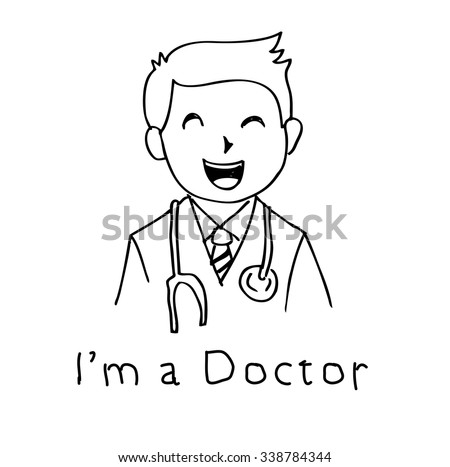 Cartoon doctor. Hand drawing illustration.