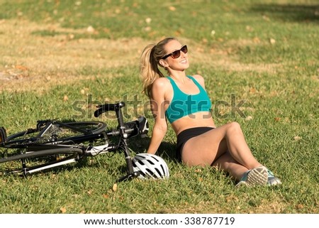 Girl with Bicycle Resting