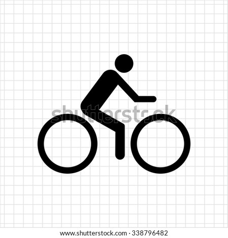 Vector icon of man silhouette riding bicycle