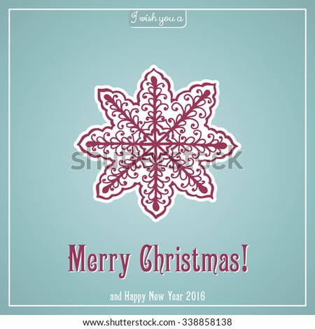 Merry Christmas lettering. Congratulations card. Vector illustration