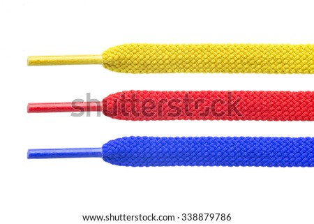 Colorful shoelace isolated on white background Royalty-Free Stock Photo #338879786