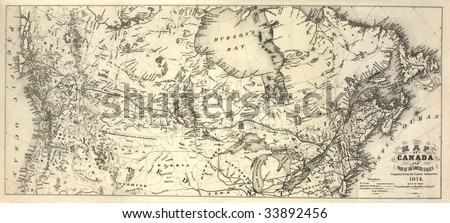 Vintage map of Canada as printed in 1874 Royalty-Free Stock Photo #33892456