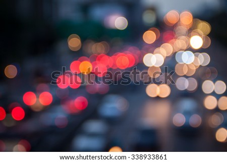 Blur background of of traffic jam in bangkok, Bokeh style
