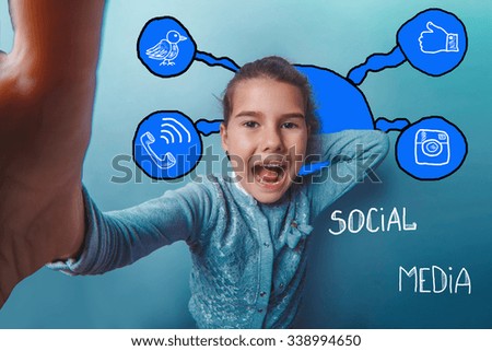 photo girl opened her mouth closeup social media infographics sketch Internet