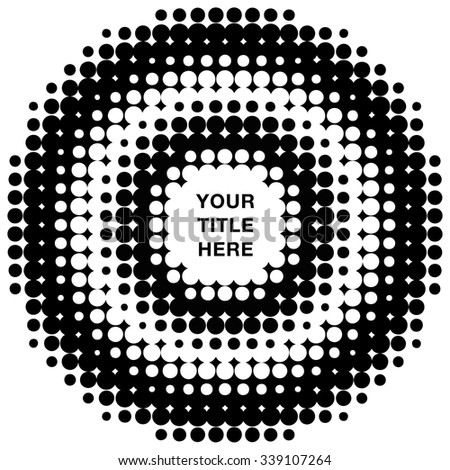 Round concentric halftone rings pattern with title copy space in vector format.