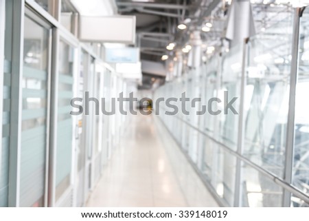 blurred background - airport terminal corridor hallway