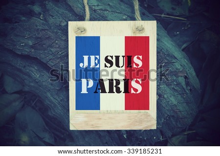 Pray for Paris; Quote on Wood Frame Background Design. 