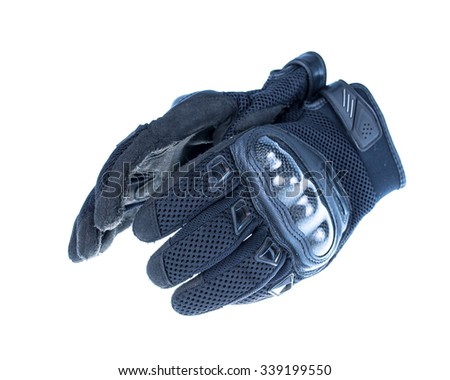 Motorcycle gloves isolated on white background.