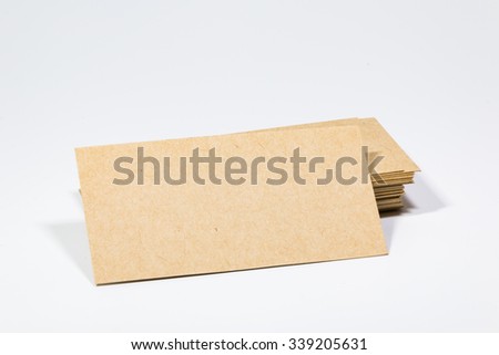 Blank business card on white background