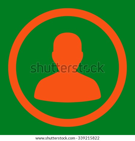 Portrait vector icon. Style is flat rounded symbol, orange color, rounded angles, green background.