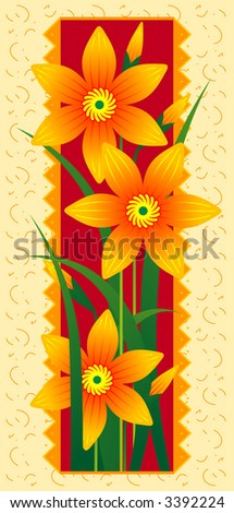 Vector card with orange flowers
