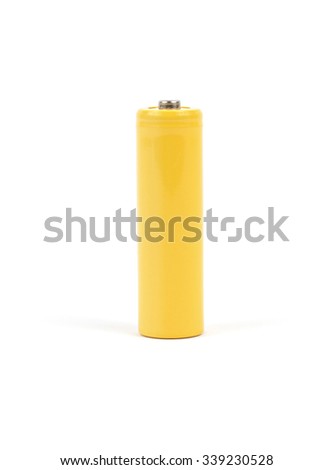 Yellow battery on white background