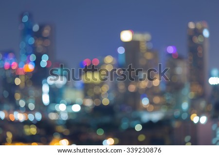 Blurred city multiple colour lights bokeh background at night