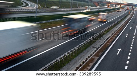Four lane controlled-access highway in Poland.
 Royalty-Free Stock Photo #339289595