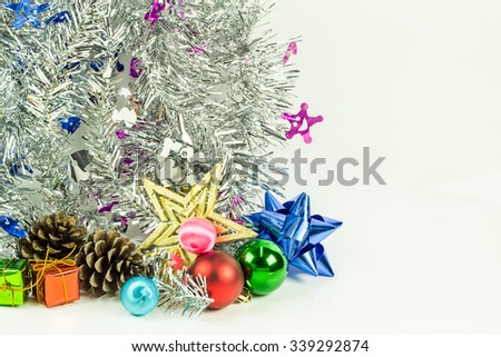 Christmas decoration and  accessories on a white background