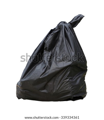 full black garbage bag isolated on white background with clipping path Royalty-Free Stock Photo #339334361