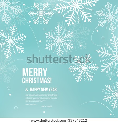 Abstract Christmas card with snowflakes and wishing text.