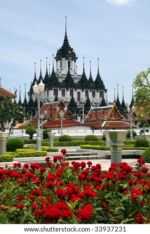Loha Prasat Temple (Wat) in Bangkok Thailand. Image by Kevin Hellon.