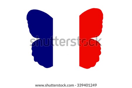 Flag of France like a butterfly