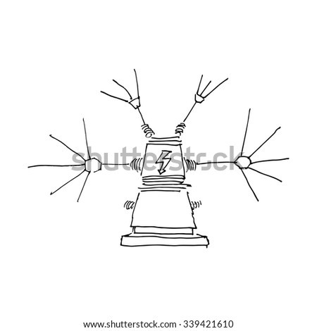 Electric transformer. Vector illustration isolated on white background
