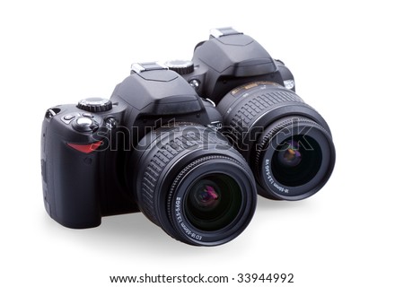 digital photo cameras isolated on white background