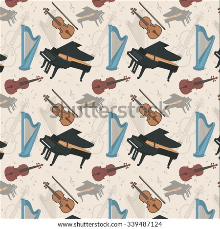Musical instruments pattern. Vector illustration