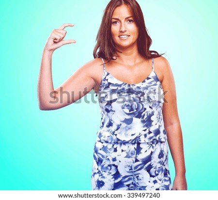 pretty woman holding something gesture