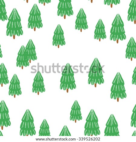 Christmas vector illustration with trees.