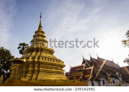 Wat Pra That Chomthong vora vihan in Morning , Chedi in Chiangmai
