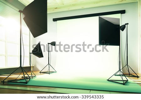 Interior empty sunny photo studio 3D Render