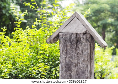Gray old wood house for decoration in garden.