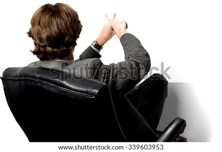 Caucasian man with short dark brown hair in business formal outfit making a cross with fingers - Isolated