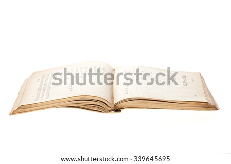 A vintage(old) book, 15th century, in the korea. Principles and Practice of Eastern Medicine. Donguibogam isolated white. Royalty-Free Stock Photo #339645695