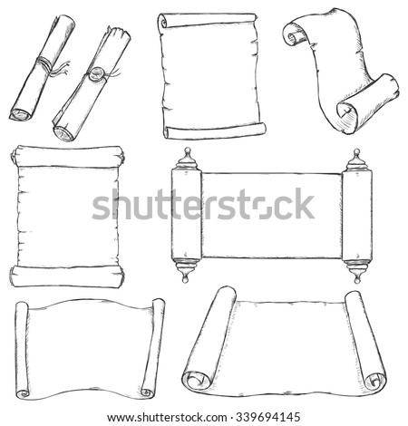 Vector Set of Sketch Scrolls