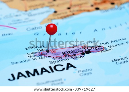 Montego Bay pinned on a map of America
