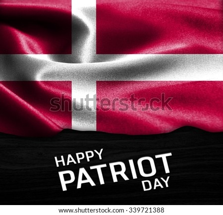 Happy Patriot Day Denmark flag on wood Texture background