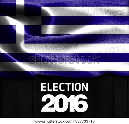 Election 2016 Typography on wood texture background with Greece smooth silk texture