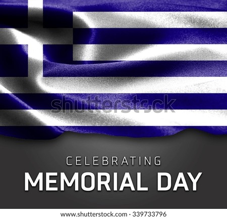 Greece flag and Celebrating Memorial Day Typography
