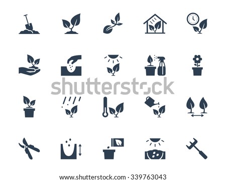 Vector plant growing and cultivating icon set Royalty-Free Stock Photo #339763043