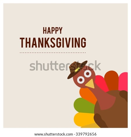 Cute Turkey Bird and colorful maple leafs. Beautiful Happy Thanksgiving Day Typographic Poster Design template. Thank you greeting card template. 