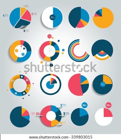 Big set of round, circle chart, graph. Simply color editable. Infographics elements.