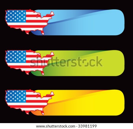 red white and blue united states on bold advertisement banner