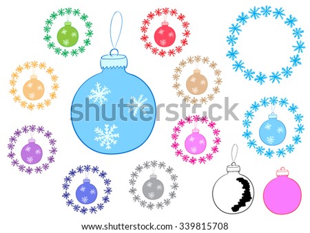 Clipart with various Christmas balls and snowballs