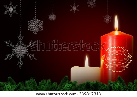 Christmas greeting against red background with vignette