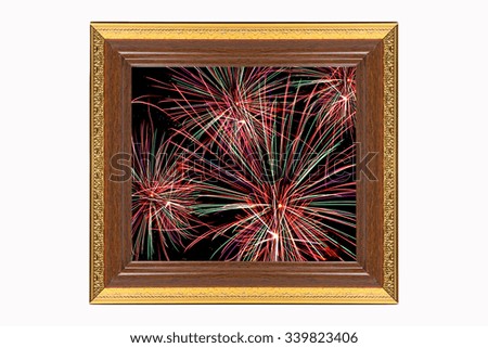 frame of firework picture on white background