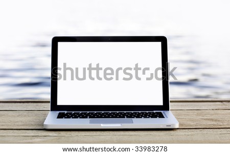 Laptop on a footbridge