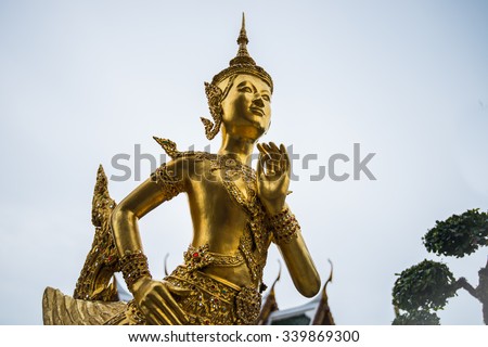 Ancient statues in temple of bangkok,thailand