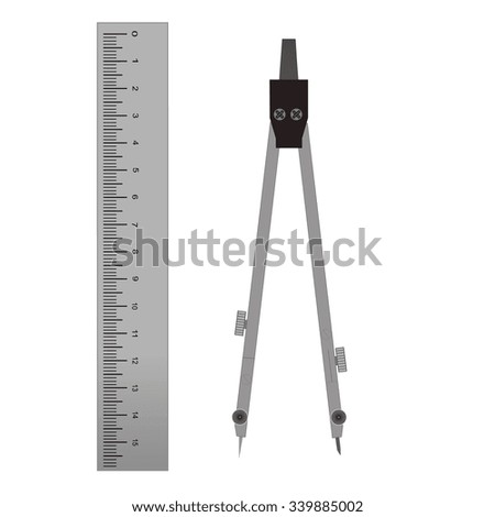 Ruler and compasses tool. Tools for drawing.