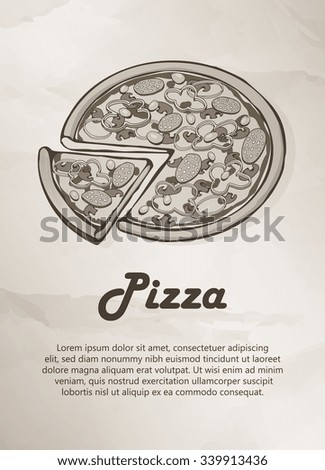 Pizza. Vintage Menu, Label, Logo, Frame, Brochures. Design Templates. Vector illustration.