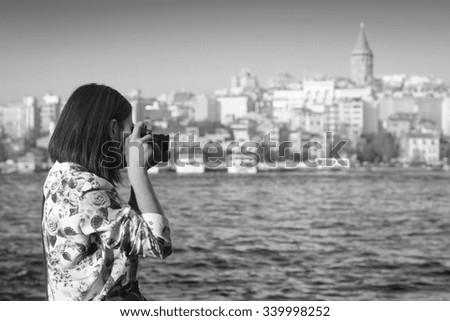 Pretty woman taking pictures in Istanbul,Turkey